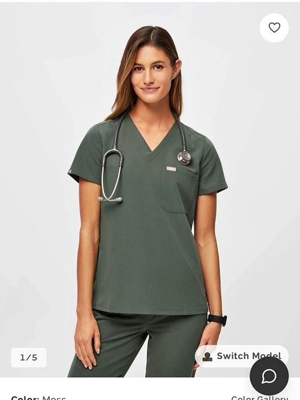 FIGS LP Catarina Scrub Top in Moss